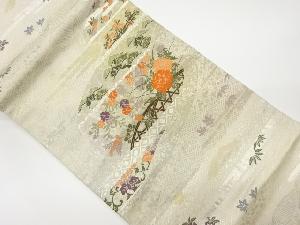 リサイクル　蛇籠に松・秋草模様織出し名古屋帯